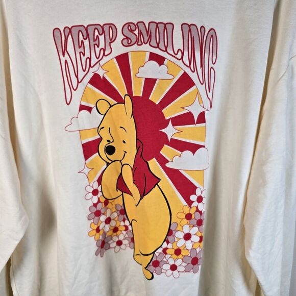 Winnie The Pooh Sweater Womens XXL Disney Sweatshirt Flowers Pullover Plus Size - Picture 3 of 6